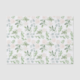 Waterverf Greenery en White Flowers Pattern Tissuepapier