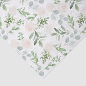 Waterverf Greenery en White Flowers Pattern Tissuepapier (Detail)