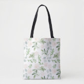 Waterverf Greenery en White Flowers Pattern Tote Bag (Voorkant)