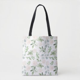 Waterverf Greenery en White Flowers Pattern Tote Bag