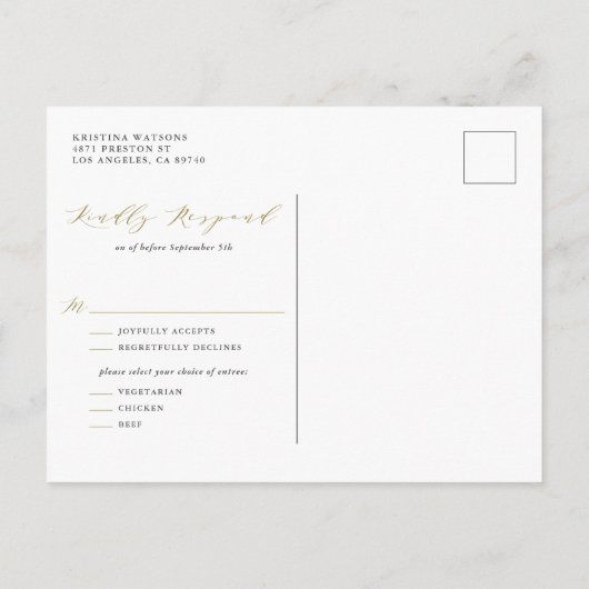 Waterverf Greenery en White Flowers RSVP Uitnodiging Briefkaart (Achterkant)