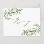 Waterverf Greenery en White Flowers RSVP Uitnodiging Briefkaart (Voorkant)