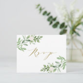Waterverf Greenery en White Flowers RSVP Uitnodiging Briefkaart (Staand voorkant)