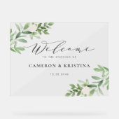 Waterverf Greenery en White Flowers Wedding Acryl Bord (Voorkant)