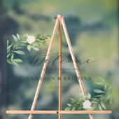 Waterverf Greenery en White Flowers Wedding Acryl Bord (Neutraal)