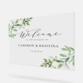 Waterverf Greenery en White Flowers Wedding Acryl Bord (Hoek)