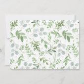 Waterverf Greenery en White Flowers Wedding Grey Save The Date (Achterkant)