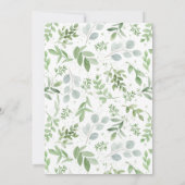 Waterverf Greenery en White Flowers Wedding Kaart (Achterkant)