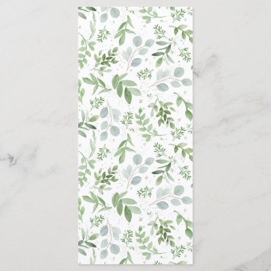 Waterverf Greenery en White Flowers Wedding Menu (Achterkant)