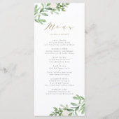 Waterverf Greenery en White Flowers Wedding Menu (Voorkant)