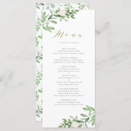 Waterverf Greenery en White Flowers Wedding Menu