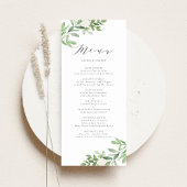 Waterverf Greenery en White Flowers Wedding Menu