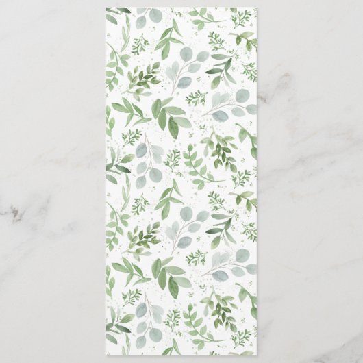 Waterverf Greenery en White Flowers Wedding Menu (Achterkant)