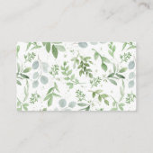 Waterverf Greenery en White Flowers Wedding Plaatskaartje (Achterkant)