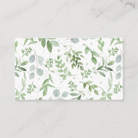 Waterverf Greenery en White Flowers Wedding Plaatskaartje (Achterkant)