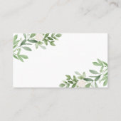 Waterverf Greenery en White Flowers Wedding Plaatskaartje (Voorkant)