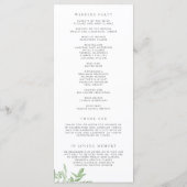 Waterverf Greenery en White Flowers Wedding Programmakaart (Achterkant)
