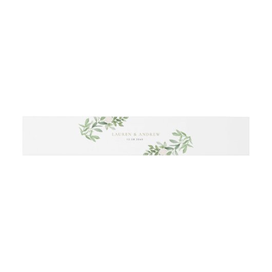 Waterverf Greenery en White Flowers Wedding Uitnodigingen Wikkel (Vlak)