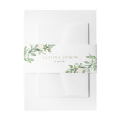 Waterverf Greenery en White Flowers Wedding Uitnodigingen Wikkel (Voorkant Voorbeeld)