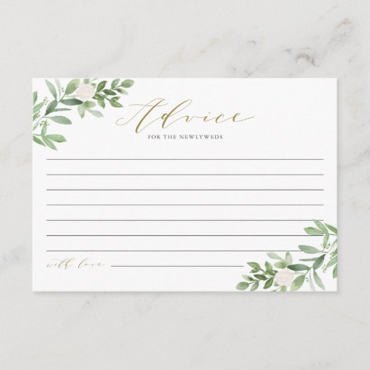 Waterverf Greenery en Witte Bloemen Nieuwe Ouders Advieskaart (Voorkant)