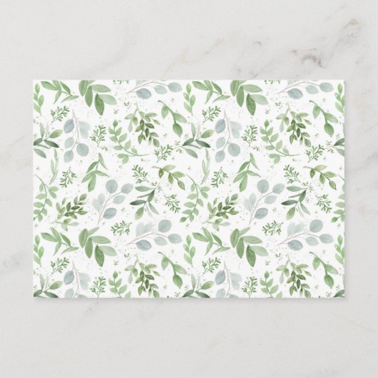 Waterverf Greenery en Witte Bloemen Nieuwe Ouders Advieskaart (Achterkant)