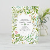 Waterverf Greenery Engagement Party Kaart (Staand voorkant)