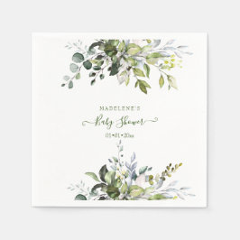Waterverf Greenery, Eucalyptus Baby shower Servet