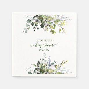 Waterverf Greenery, Eucalyptus Baby shower Servet