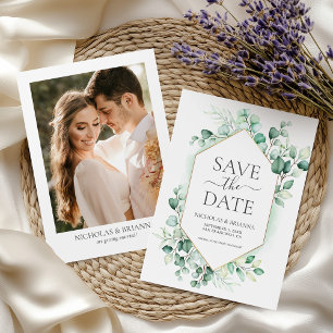 Waterverf Greenery Eucalyptus Elegant Foto Save The Date
