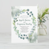 Waterverf Greenery | Eucalyptus Engagement Party Kaart (Staand voorkant)