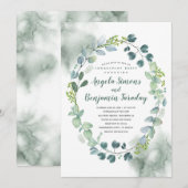 Waterverf Greenery | Eucalyptus Engagement Party Kaart (Voorkant / Achterkant)