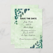 Waterverf Greenery Eucalyptus geeft de datum op Informatiekaartje (Voorkant / Achterkant)