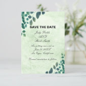 Waterverf Greenery Eucalyptus geeft de datum op Informatiekaartje (Staand voorkant)