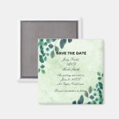 Waterverf Greenery Eucalyptus geeft de datum op Magneet (Voorkant / Achterkant)