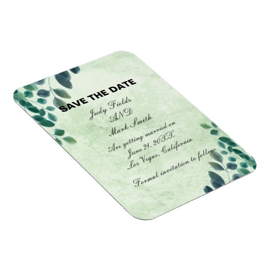 Waterverf Greenery Eucalyptus geeft de datum op Magneet (Rechterzijde)