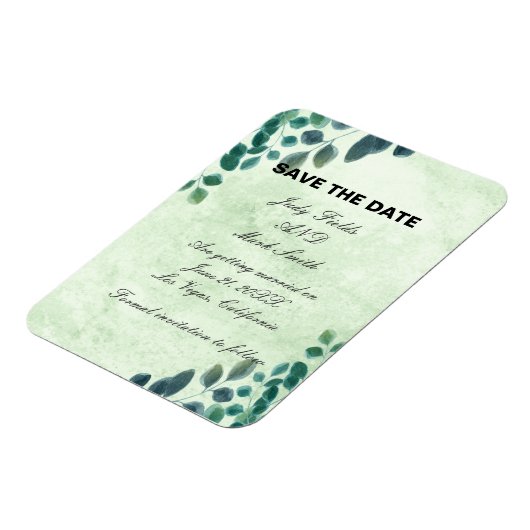 Waterverf Greenery Eucalyptus geeft de datum op Magneet (Linkerzijde)