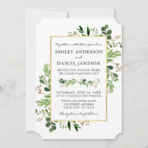 Waterverf Greenery Eucalyptus Gold Lijst Wedding