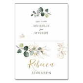 Waterverf Greenery Eucalyptus Gold Place card Kaart (Voorkant)