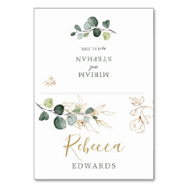 Waterverf Greenery Eucalyptus Gold Place card Kaart