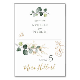 Waterverf Greenery Eucalyptus Gold Place card Kaart