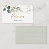 Waterverf Greenery Eucalyptus Gold Place card Plaatskaartje (Voorkant / Achterkant)