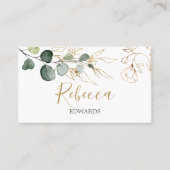 Waterverf Greenery Eucalyptus Gold Place card Plaatskaartje (Voorkant)