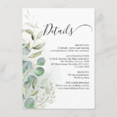 Waterverf Greenery Eucalyptus Gold Wedding Informatiekaartje (Voorkant)