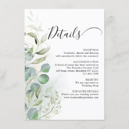 Waterverf Greenery Eucalyptus Gold Wedding Informatiekaartje