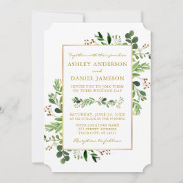 Waterverf Greenery Eucalyptus Gold Wedding Kaart