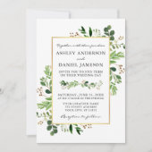 Waterverf Greenery Eucalyptus Gold Wedding Kaart (Voorkant)