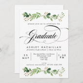 Waterverf Greenery Eucalyptus Graduation Party Kaart (Voorkant / Achterkant)