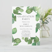 Waterverf Greenery Eucalyptus Graduation Party Kaart (Staand voorkant)