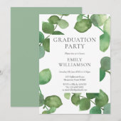 Waterverf Greenery Eucalyptus Graduation Party Kaart (Voorkant / Achterkant)