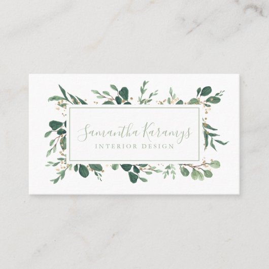 Waterverf Greenery Eucalyptus Interieurontwerper Contactkaartje (Voorkant)